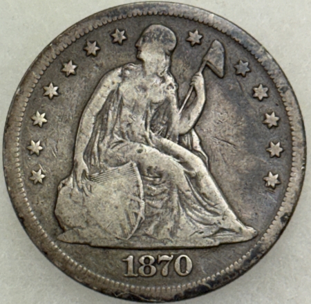 Liberty Seated Dollars 1870 $1 SEATED LIBERTY DOLLAR – PLEASING CIRCULATED EXAMPLE!