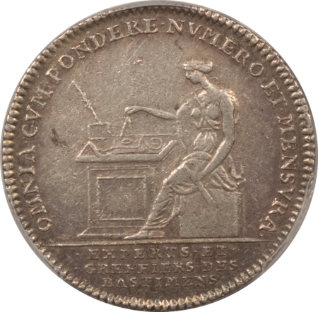 Exonumia FRANCE JETON, NO DATE (1700s) EXPERTS AND REGISTRARS OF BUILDING, PCGS XF-45