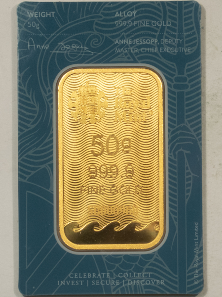 Bullion GREAT BRITAIN ROYAL MINT BRITANNIA 50 GRAM .9999 GOLD BAR SEALED + SERIAL NUMBER