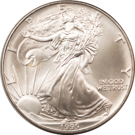 American Silver Eagles 1995 $1 AMERICAN SILVER EAGLE, 1 OZ .999 – UNCIRCULATED GEM!