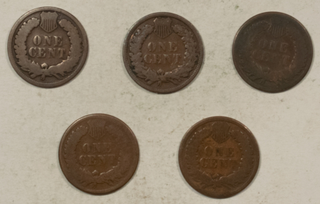 Indian 1873 1881 1885 1886 TY 1 1886 TY 2 INDIAN CENTS LOT/5 – PLEASING CIRC EXAMPLES!