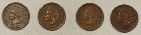 Indian 1894 1898 1899 1907 INDIAN CENTS LOT/4 – NICE HIGH GRADE EXAMPLES!