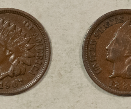 Indian 1894 1898 1899 1907 INDIAN CENTS LOT/4 – NICE HIGH GRADE EXAMPLES!