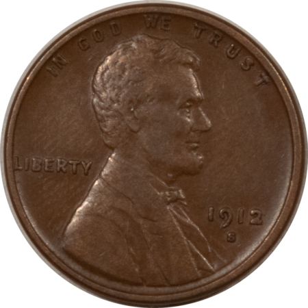 Lincoln Cents (Wheat) 1912-S LINCOLN CENT – NICE CHOCOLATE BROWN HIGH GRADE CIRCULATED EXAMPLE!