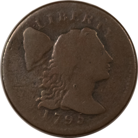 Early Copper & Colonials 1795 FLOWING HAIR LARGE CENT, PLAIN EDGE – PLEASING CIRCULATED EXAMPLE G+ DETAIL
