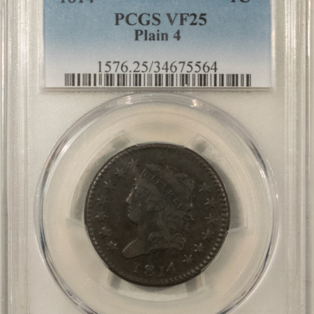 Classic Head Large Cents 1814 CLASSIC HEAD LARGE CENT, PLAIN 4 – PCGS VG-25