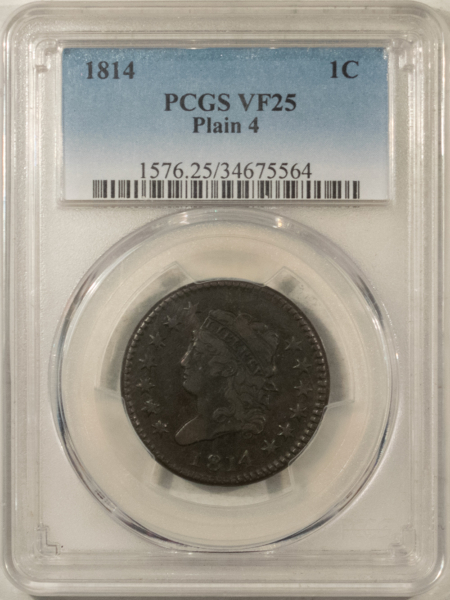 Classic Head Large Cents 1814 CLASSIC HEAD LARGE CENT, PLAIN 4 – PCGS VG-25