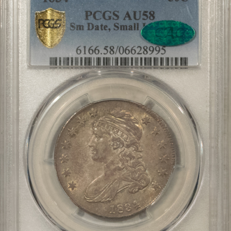 CAC Approved Coins 1834 CAPPED BUST HALF DOLLAR, SMALL DATE, SMALL LETTERS – PCGS AU-58, CAC!