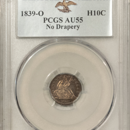 Half Dimes 1839-O LIBERTY SEATED HALF DIME – PCGS AU-55 D.L. HANSEN COLLECTION, PRETTY & PQ