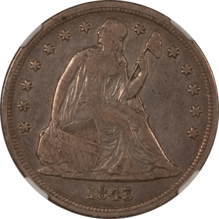 Dollars 1843 $1 SEATED LIBERTY DOLLAR – NGC VF-30