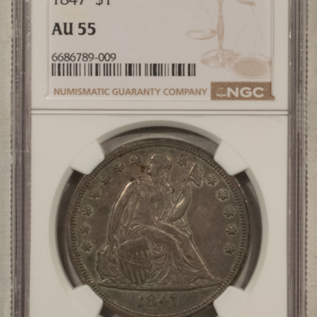 Dollars 1847 $1 SEATED LIBERTY DOLLAR – NGC AU-55