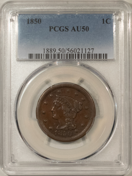 Braided Hair Large Cents 1850 BRAIDED HAIR LARGE CENT – PCGS AU-50