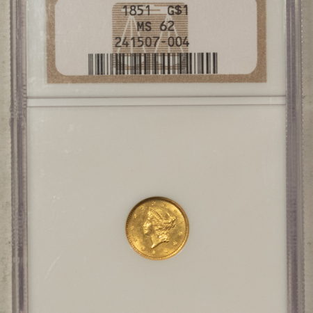 $1 1851 $1 GOLD DOLLAR – NGC MS-62