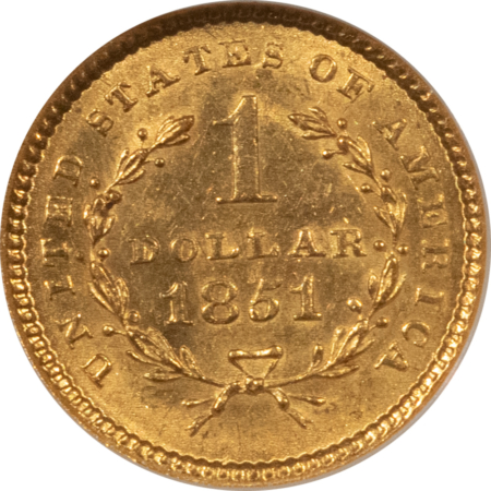 $1 1851 $1 GOLD DOLLAR – NGC MS-62