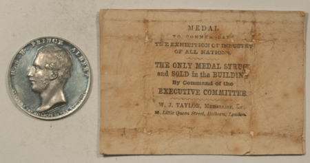 Exonumia 1851 GREAT BRITAIN PRINCE ALBERT EXHIBITION OF INDUSTRY MEDAL, 38MM – PROOF