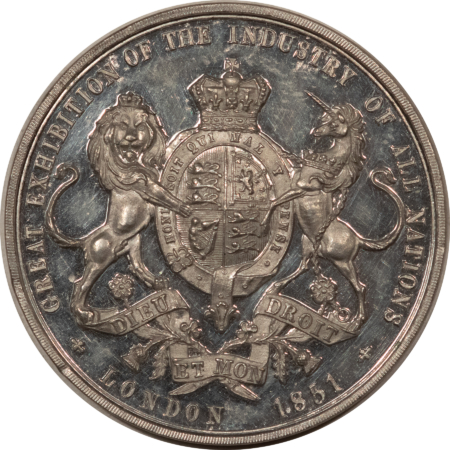 Exonumia 1851 GREAT BRITAIN PRINCE ALBERT EXHIBITION OF INDUSTRY MEDAL, 38MM – PROOF