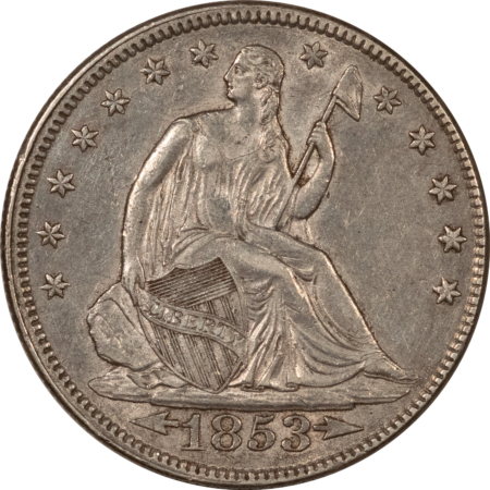 Half Dollars 1853 SEATED LIBERTY HALF DOLLAR, ARROWS & RAYS – HIGH GRADE EXAMPLE!