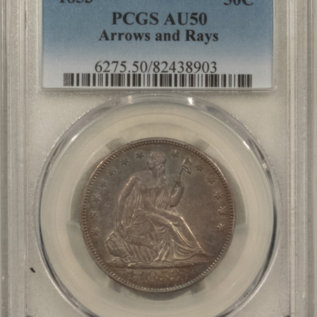Half Dollars 1853 SEATED LIBERTY HALF DOLLAR, ARROWS & RAYS – PCGS AU-50