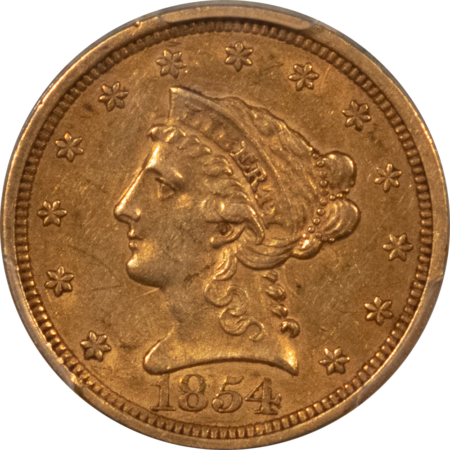 $2.50 1854 $2.50 LIBERTY GOLD QUARTER EAGLE – PCGS XF-45