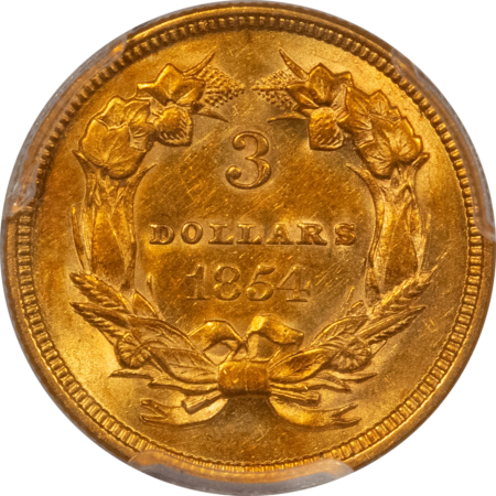 $3 1854 $3 GOLD DOLLAR – PCGS AU-55
