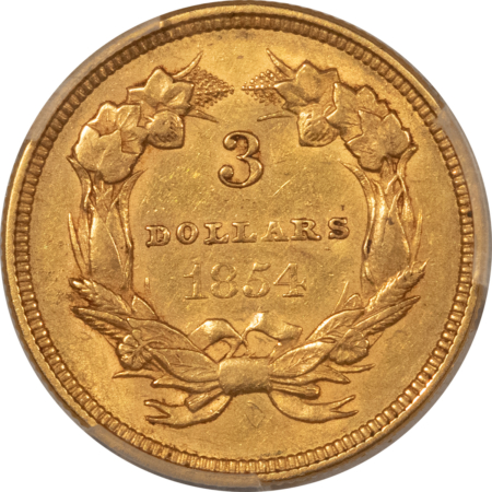 $3 1854 $3 GOLD DOLLAR – PCGS AU-55