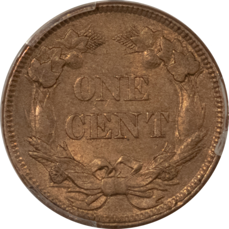 Flying Eagle 1858 FLYING EAGLE CENT, SMALL LETTERS – PCGS AU-58, NICE ORIGINAL!