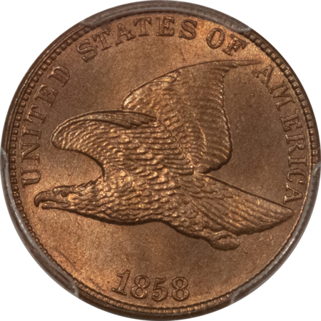 Flying Eagle 1858 FLYING EAGLE CENT, LARGE LETTERS – PCGS MS-65, VERY PREMIUM QUALITY GEM!