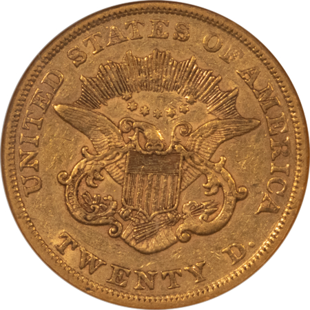 $20 1858 NO MOTTO $20 LIBERTY GOLD DOUBLE EAGLE – NGC XF-45, BETTER TYPE 1, NICE!