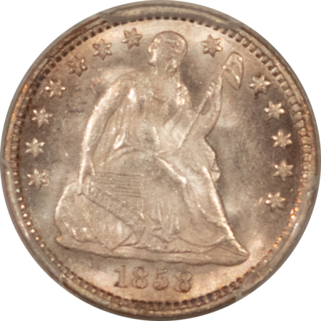 Liberty Seated Half Dimes 1858 LIBERTY SEATED HALF DIME – PCGS MS-66, BLAZING LUSTER, FRESH & ATTRACTIVE!