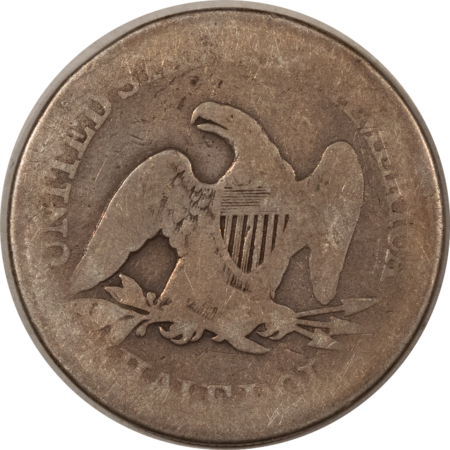 Half Dollars 1861 SEATED LIBERTY HALF DOLLAR, CIVIL WAR DATE – CIRCULATED!