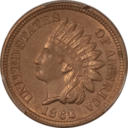 Indian 1862 INDIAN CENT – PCGS AU-58, NICE ORIGINAL!