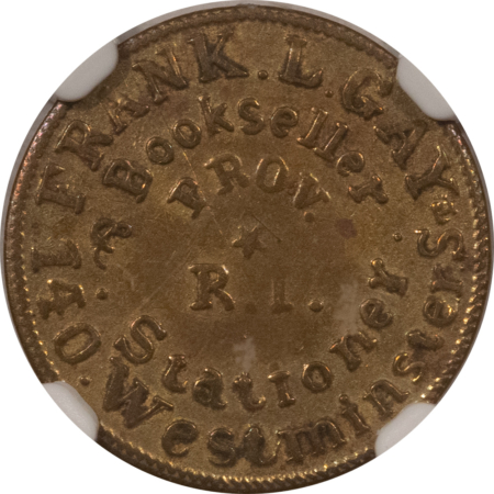 Civil War & Hard Times 1863 CIVIL WAR STORE CARD PROVIDENCE RI F-700E-2b FRANK GAY BOOKSELLER NGC AU-53