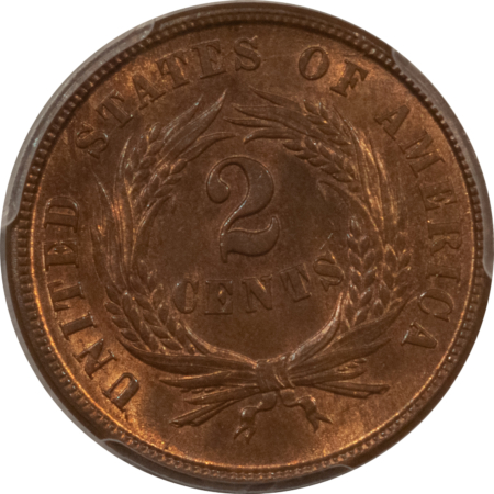 CAC Approved Coins 1864 TWO CENT PIECE, LARGE MOTTO – PCGS MS-65 RB, FRESH, PQ GEM & CAC APPROVED!
