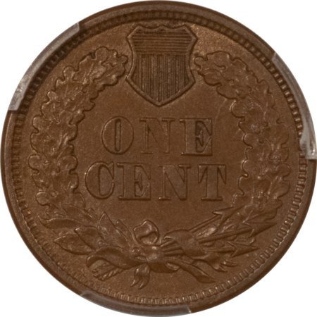 Indian 1865 INDIAN CENT, FANCY 5 – PCGS AU-58, LOOKS UNC!