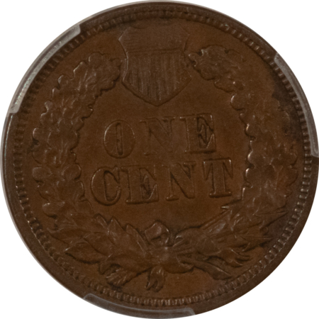 Indian 1865 INDIAN CENT, PLAIN 5, PCGS XF-45!