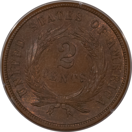 CAC Approved Coins 1865 TWO CENT PIECE – PCGS MS-65 BN, RATTLER! PREMIUM QUALITY & CAC APPROVED!