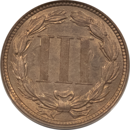 New Certified Coins 1865 THREE CENT NICKEL – ANACS MS-61