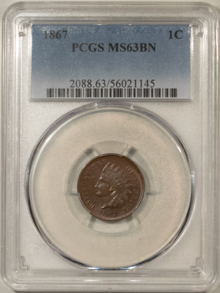 Indian 1867 INDIAN CENT – PCGS MS-63 BN, CHOICE & SMOOTH!