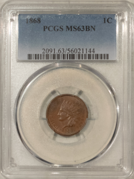 Indian 1868 INDIAN CENT – PCGS MS-63 BN, FRESH & CHOICE!