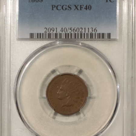 Indian 1868 INDIAN CENT – PCGS XF-40, NICE MEDIUM BROWN!