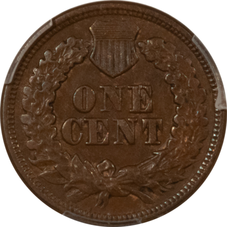 Indian 1869 INDIAN CENT – PCGS AU-50, MEDIUM BROWN & LOOKS BETTER, SUPER NICE!