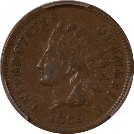 Indian 1869 INDIAN CENT – PCGS XF-45, SMOOTH & PLEASING!