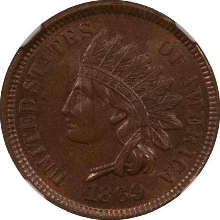 CAC Approved Coins 1869/69 INDIAN CENT, FS-301, S-3 – NGC MS-63 BN CAC, TOUGH & POPULAR, PQ+