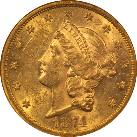 $20 1874-S $20 LIBERTY GOLD DOUBLE EAGLE – NGC MS-61
