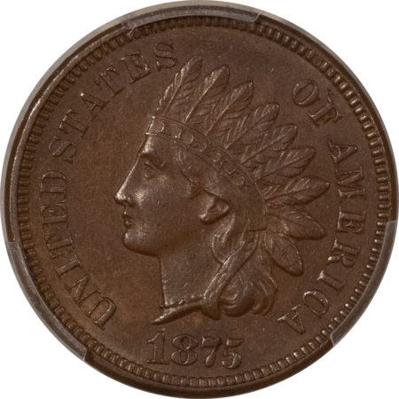 Indian 1875 INDIAN CENT – PCGS MS-62 BN, SMOOTH & PREMIUM QUALITY!
