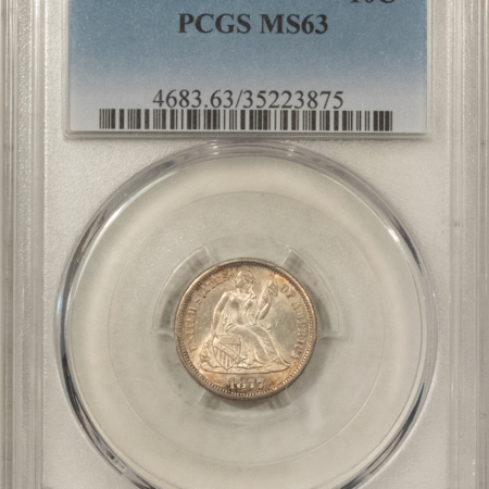 Dimes 1877-CC LIBERTY SEATED DIME – PCGS MS-63 FRESH & FLASHY, ATTRACTIVE CARSON CITY!
