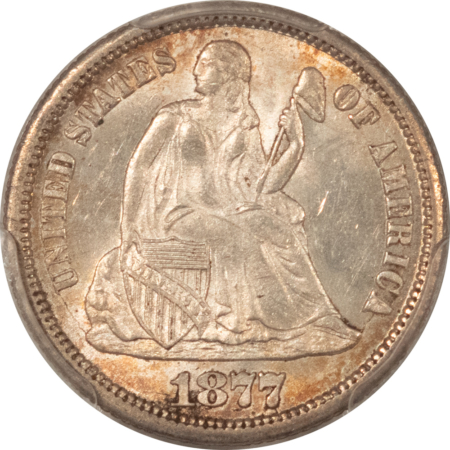 Dimes 1877-CC LIBERTY SEATED DIME – PCGS MS-63 FRESH & FLASHY, ATTRACTIVE CARSON CITY!