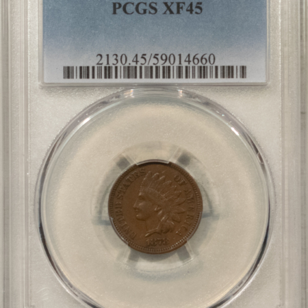 Indian 1878 INDIAN CENT, PCGS XF-45, CHOCOLATE BROWN & LOOKS AU!