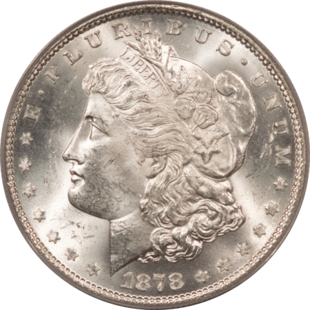 Dollars 1878 7TF $1 MORGAN DOLLAR, REVERSE OF 1878 – PCGS MS-61, OLD GREEN HOLDER!