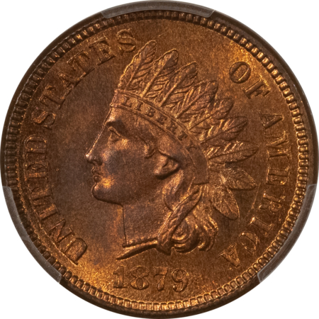 Indian 1879 INDIAN CENT – PCGS MS-64 RB, LUSTROUS! MOSTLY RED!